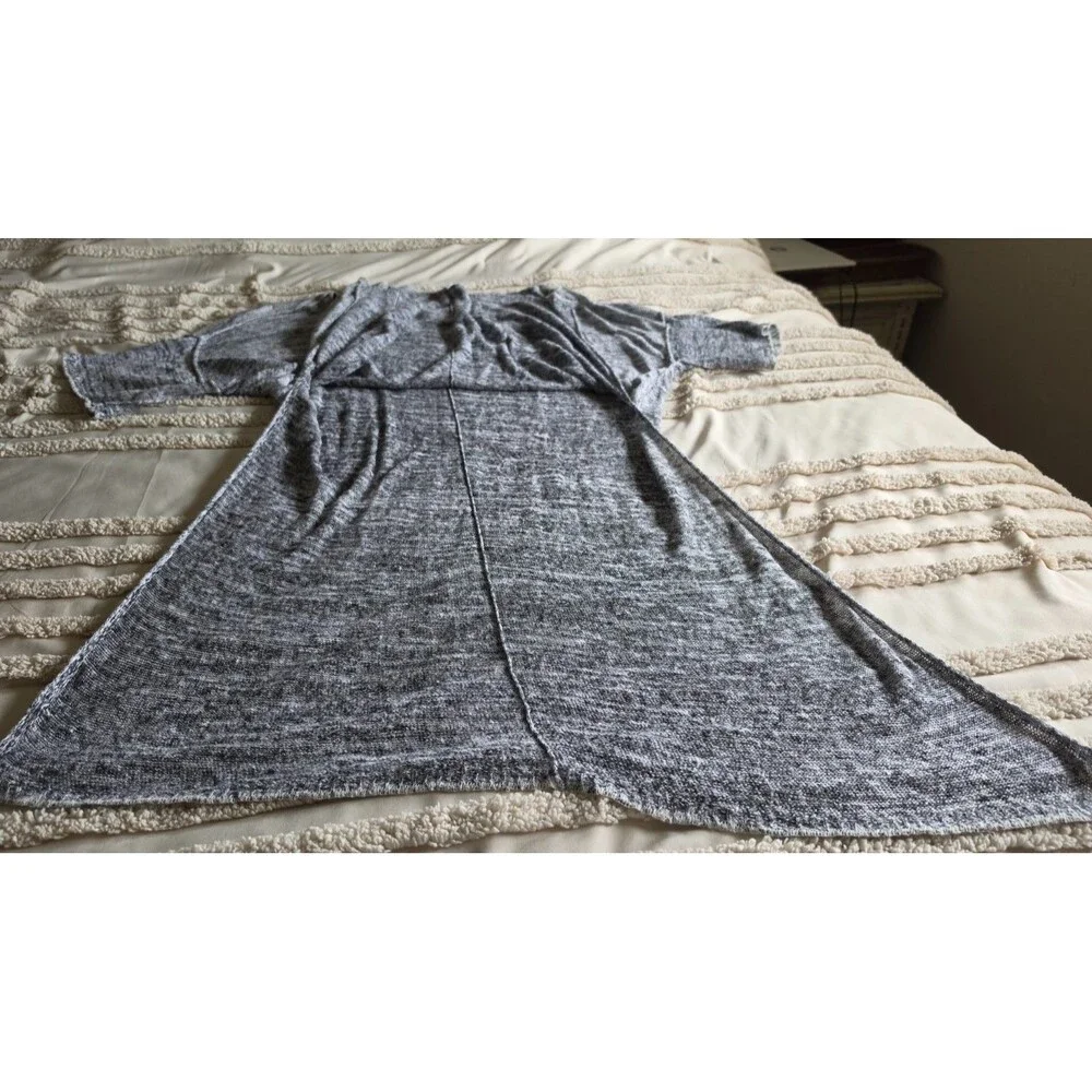 Women’s L Gray Boho Hi Low Tunic Dress Oversized Beach Cover Up Linen Resort
